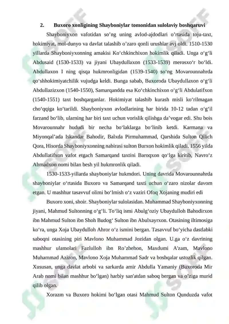 Shayboniylar sulolasida davrida diniy boshqaruv 8
