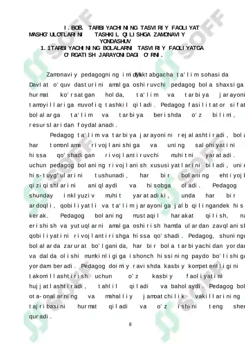 TARBIYACHINING TASVIRIY FAOLIYAT MASHG’ULOTLARINI TASHKIL QILISHIGA ZAMONAVIY YONDASHUVI 8