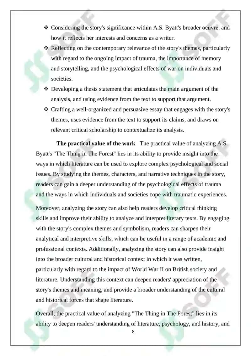 A.S.Byatt ʼʼ The Thing in The forestʼʼ analysis 8