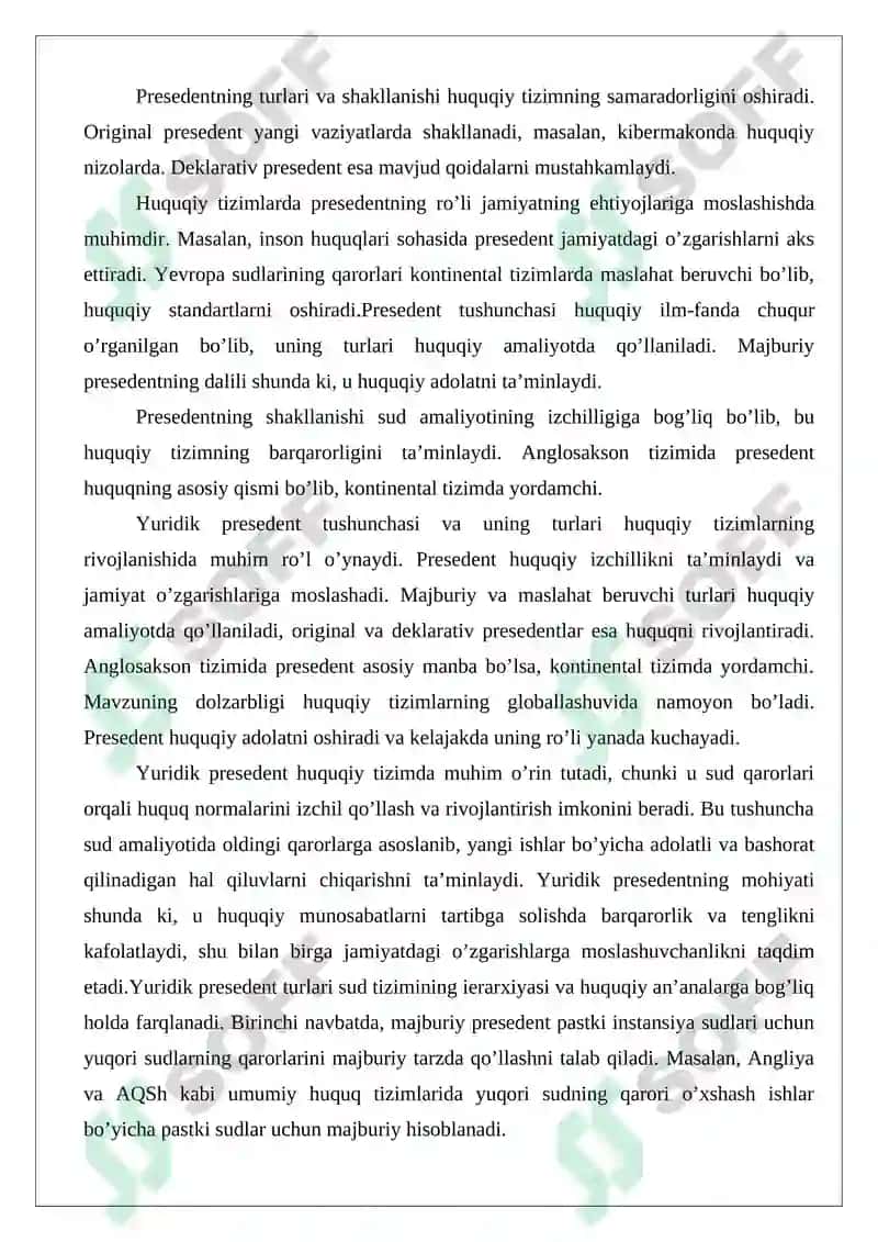 Yuridik presedent tushunchasi va turlari 8