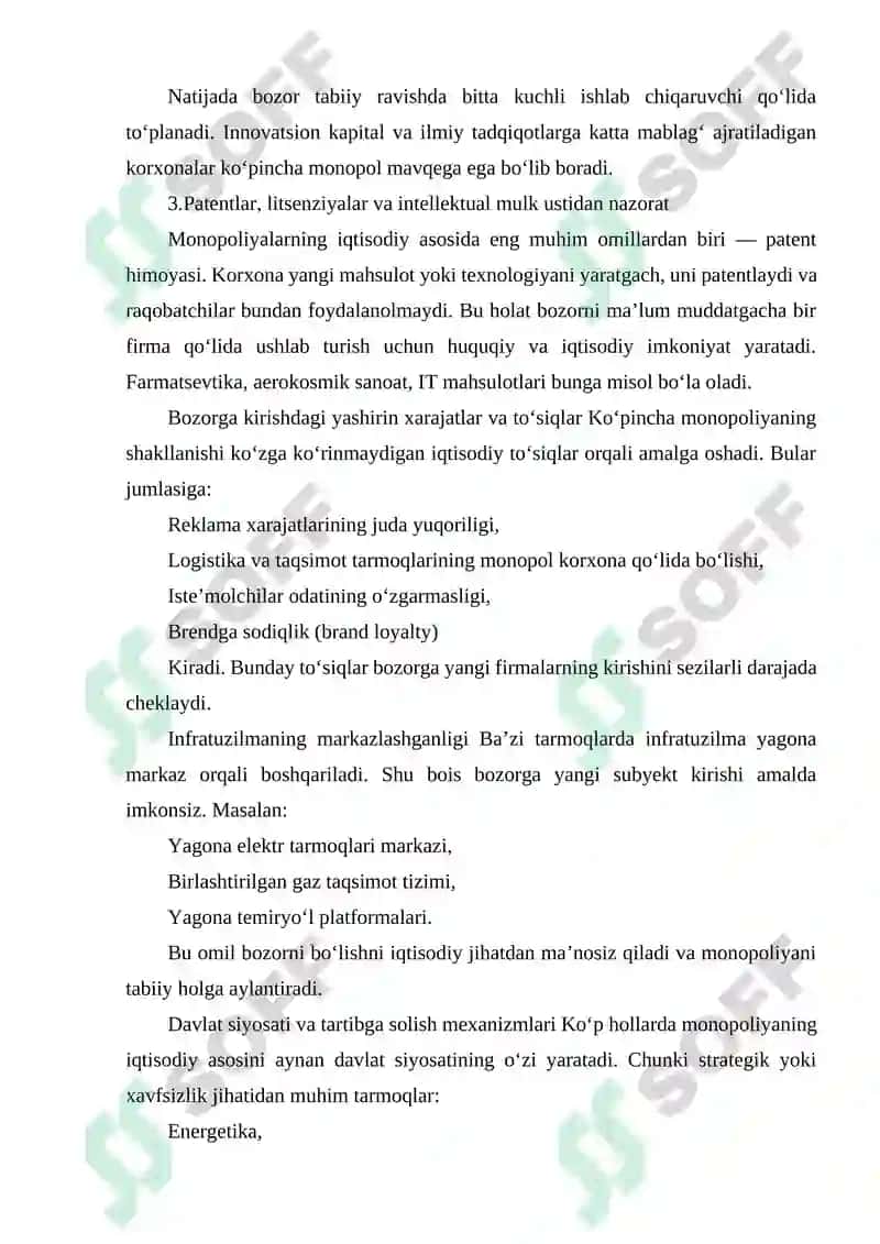 MONOPOLIYALARNING IQTISODIY ASOSI VA ULARNING TURLARI 8
