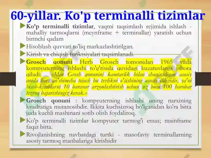 Kompyuter tarmoqlarining rivojlanishi 8