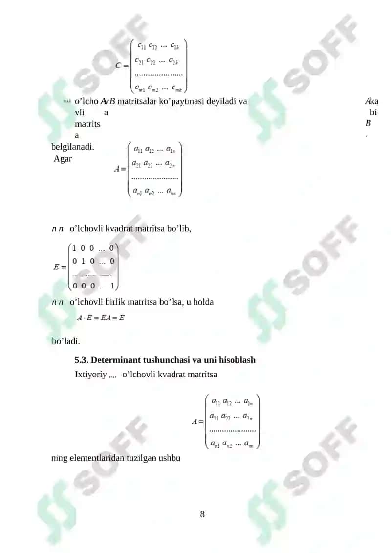 Matritsa rangi.matritsaning rangini hisoblash usullari 8
