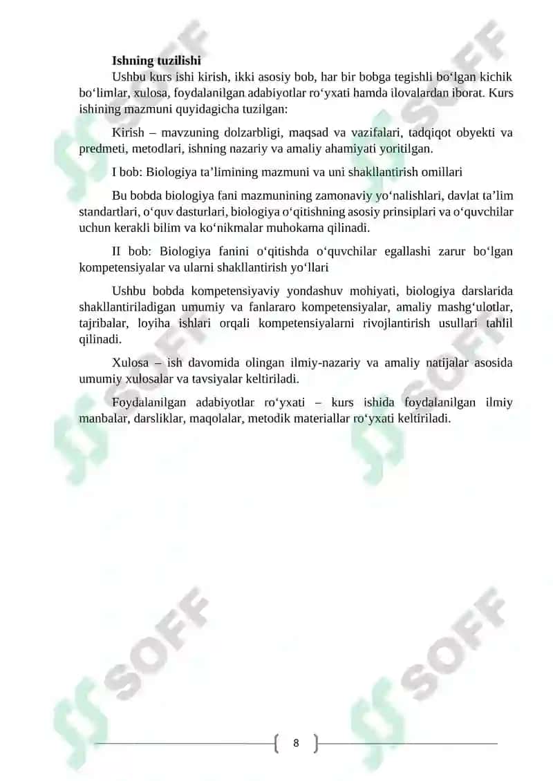 "UMUMIY BIOLOGIYANI O‘QITISH METODIKASI" 8