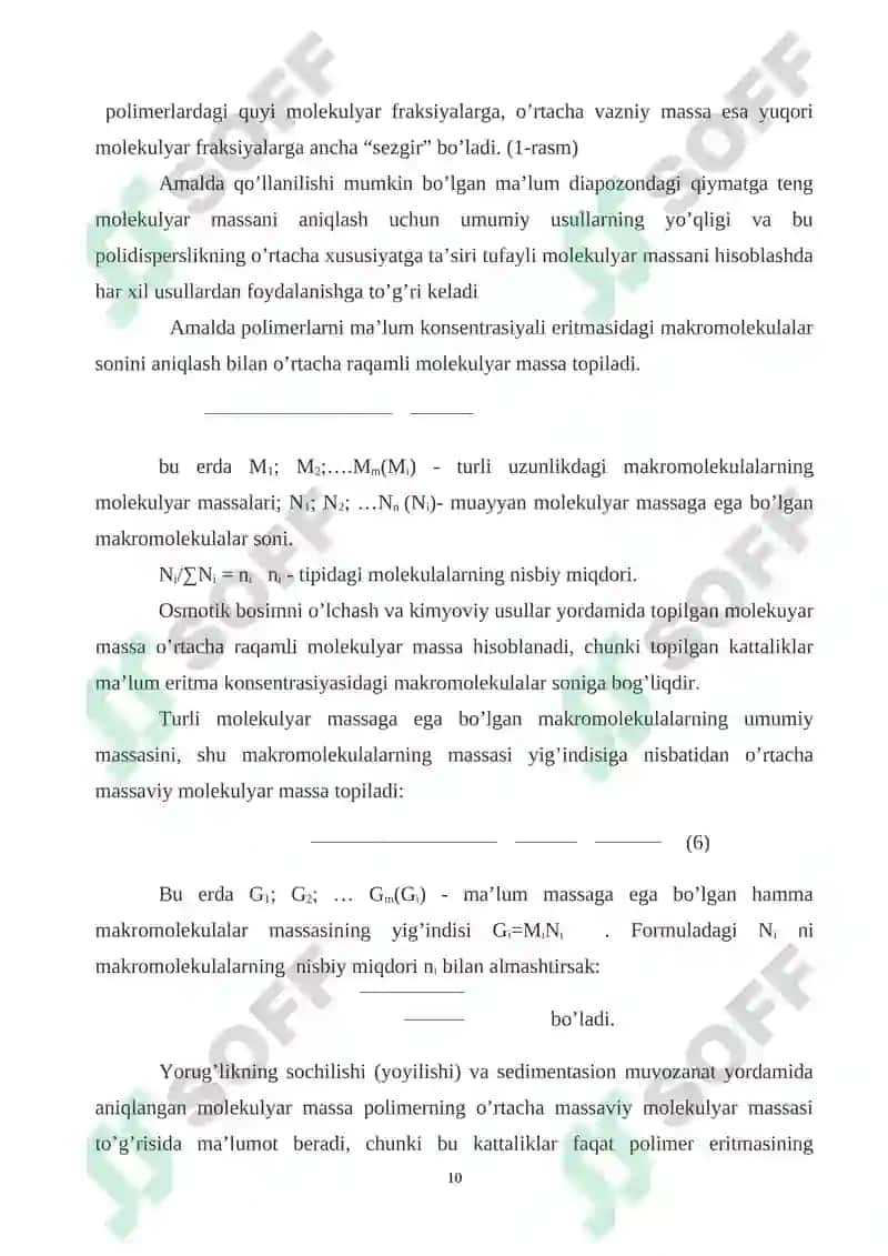Yuqori molekulyar birikmalarning molekulyar massasi va uni viskozimetrik usulda aniqlash 8