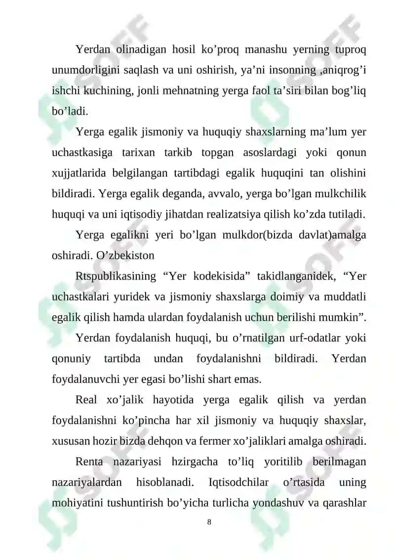 Yer rentasi va uning turlari 8