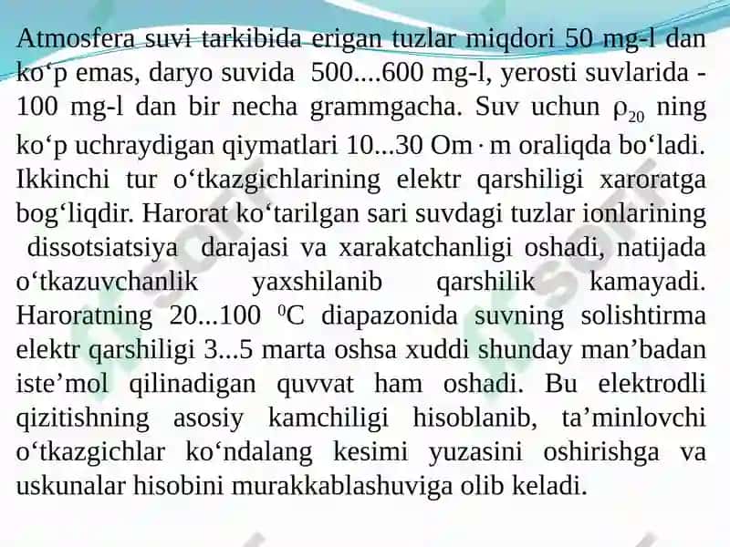 Qarshilik vositasida qizitish usullari 8