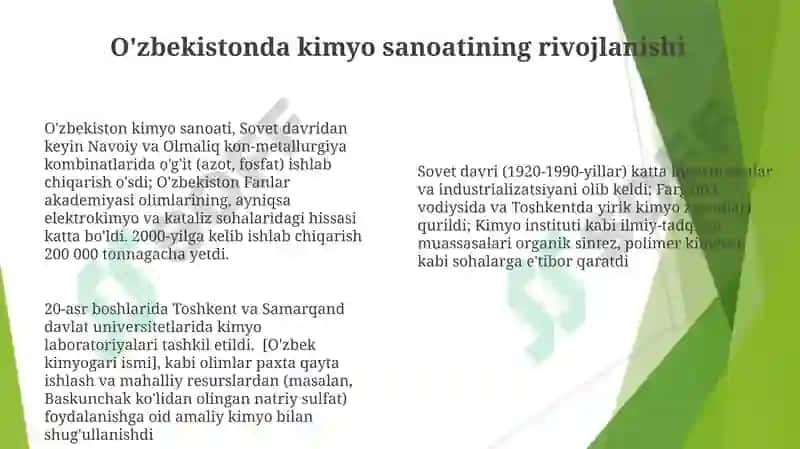O'zbekistonda kimyoning rivojlanish tarixi 8