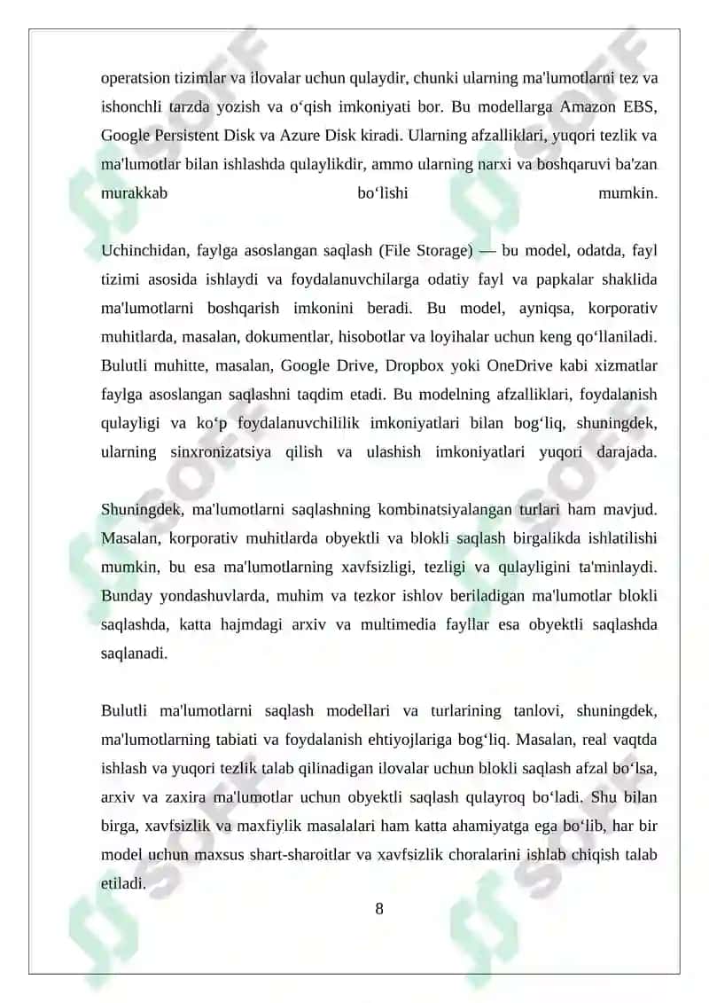 Bulutli hisoblash va ma'lumotlarni saqlash 8