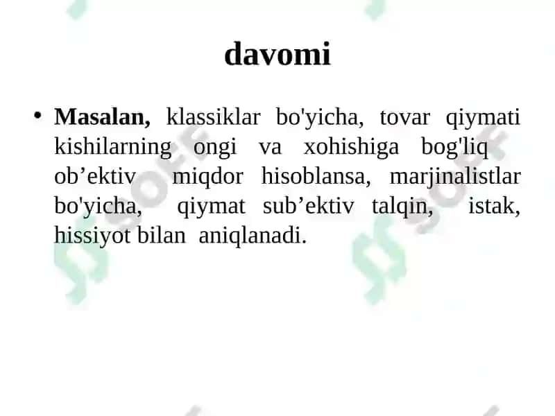 Iqtisodiy ta'limotlar marjinalizm 8