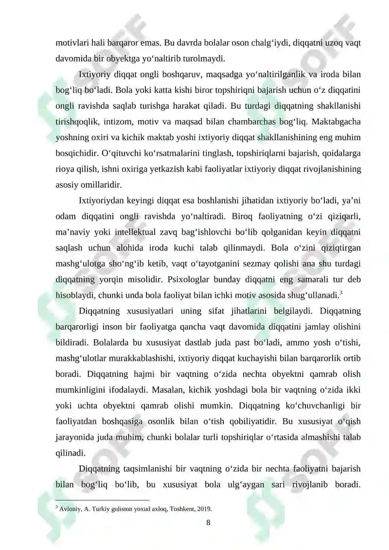 Bolalarda diqqatning rivojlanishi 8