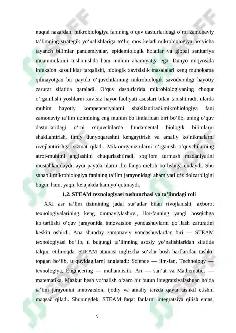 Mikrobiologiya darslarini STEAM texnologiyasi asosida tashkil etish 8