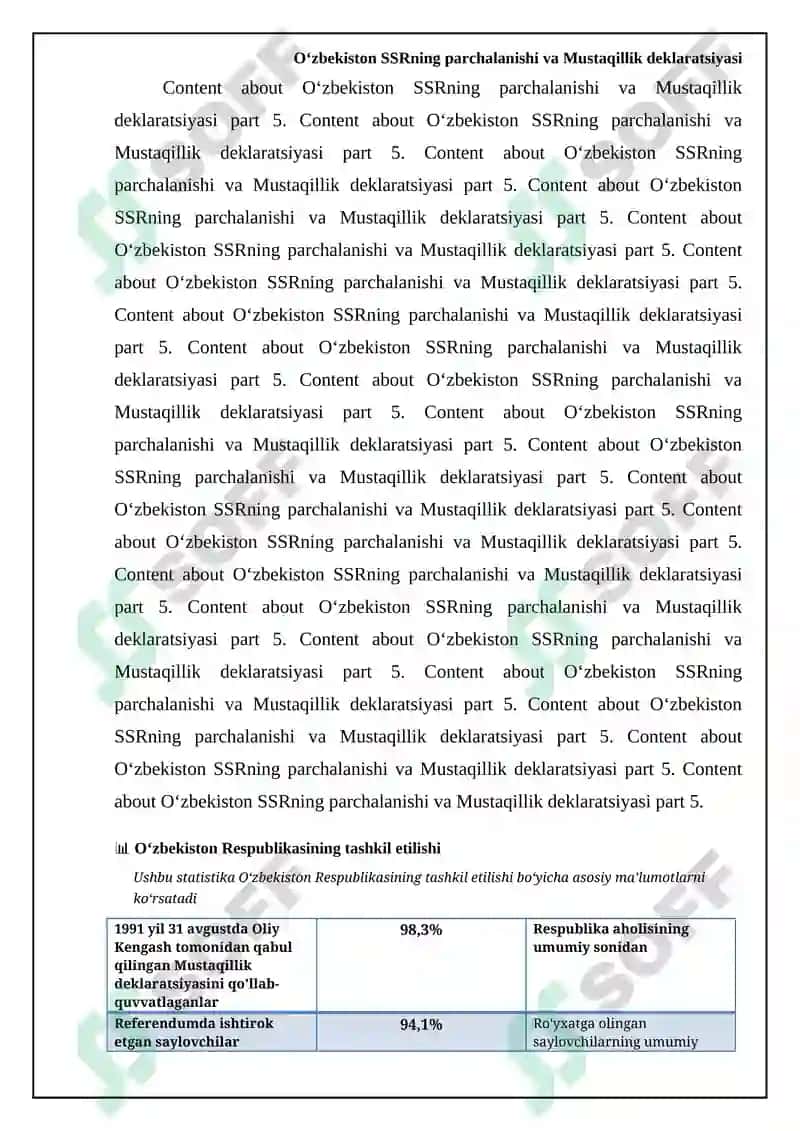 O‘zbekiston Respublikasining tashkil etilishi 8