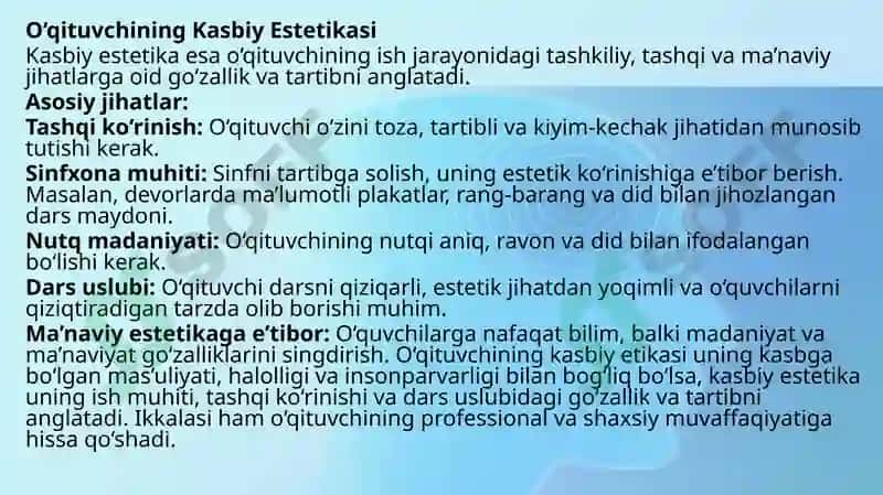 Kasbiy etikasi va o‘qituvchining axloqiy mas’uliyati 8