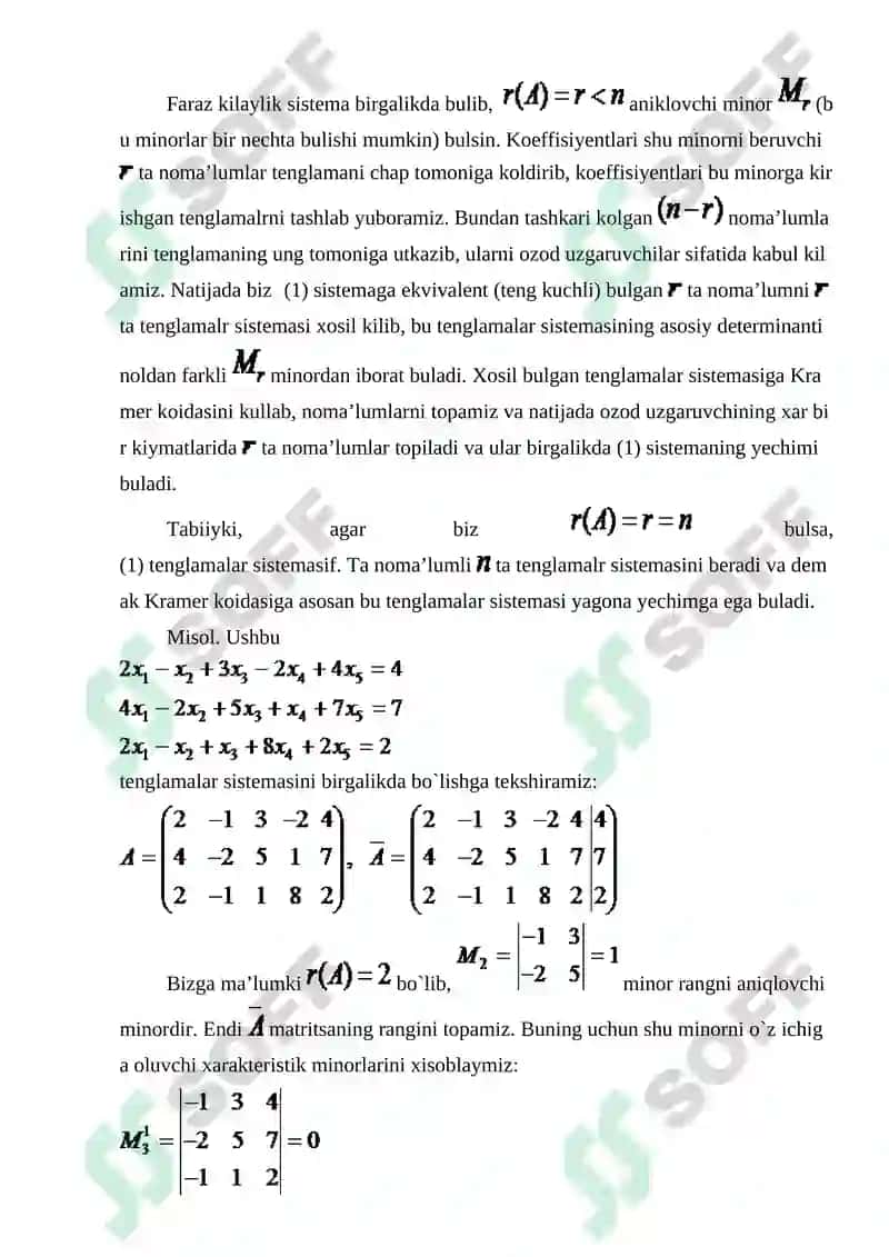 Chiziqli Tenglamalar Sistemasi 8