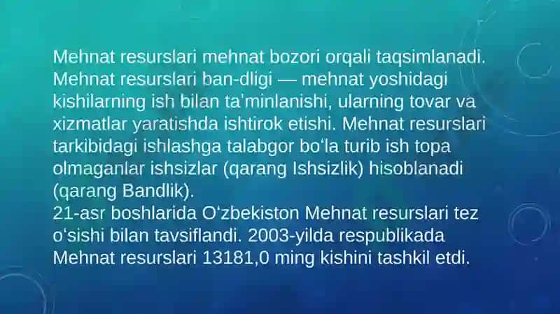 Mehnat unumdorligi va mehnat resurslari 8