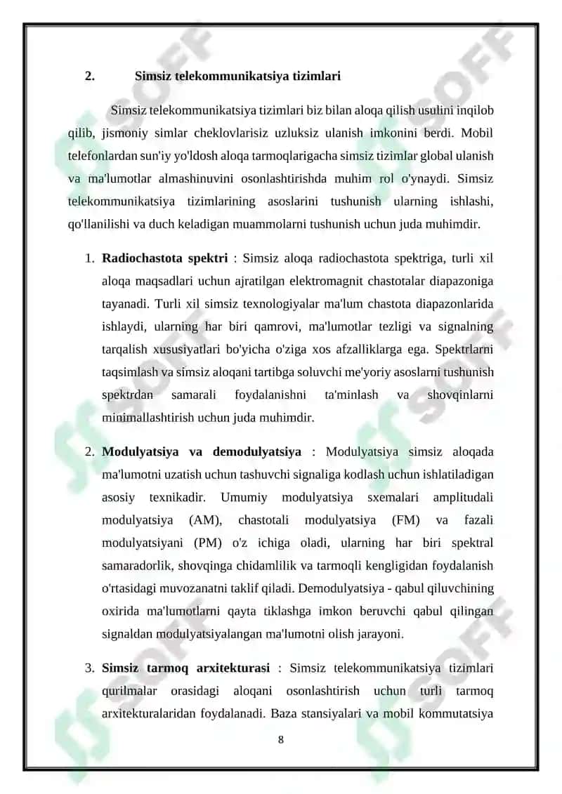 TELEKOMMUNIKATSIYA TIZIMLARINING TASNIFI 8