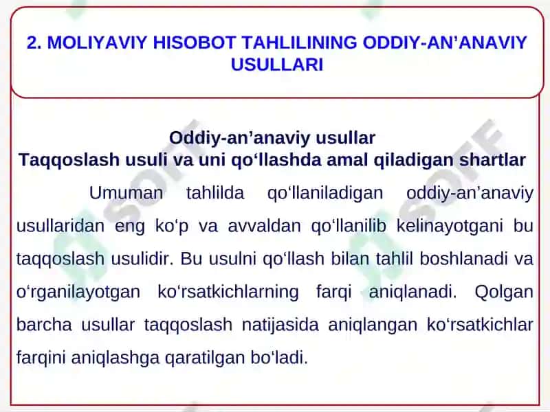 Moliyaviy hisobot tahlilining metodlari va usullari 8