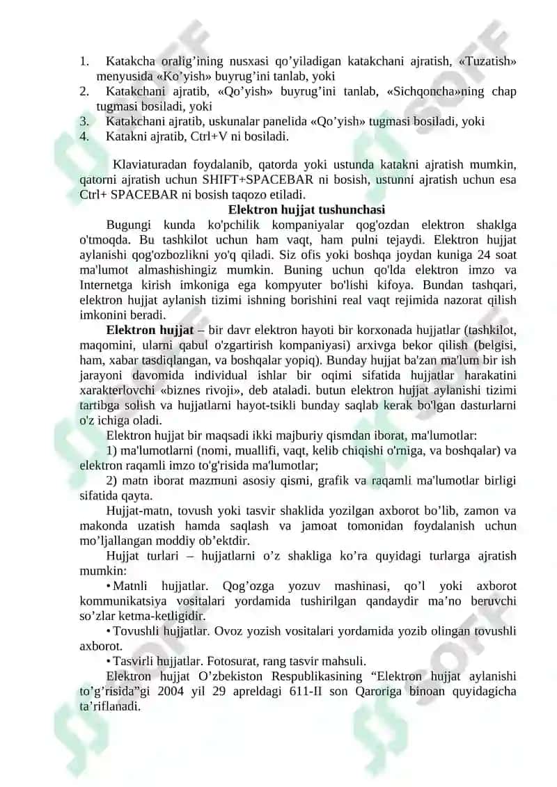 Elektron hujjatlar ustida ishlash 8