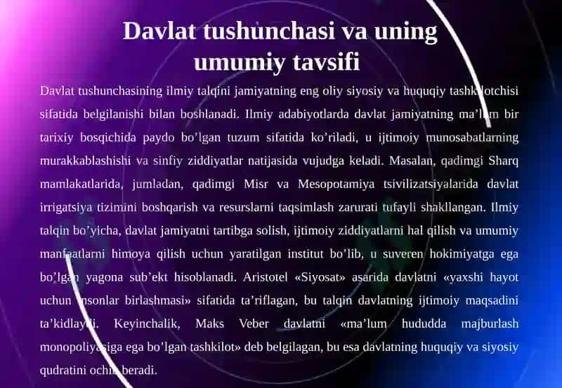 Davlatning asosiy belgilari 8