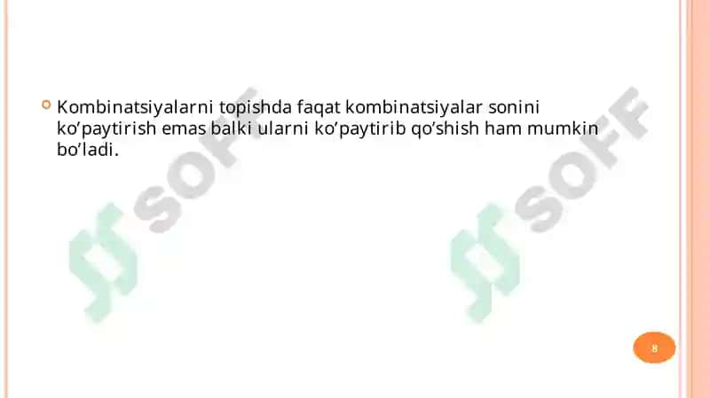 BO‘LAKLASHLAR KOMBINATORIKASI 8