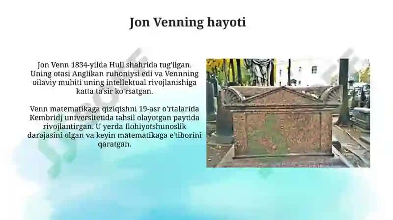 L.Eyler, J. Venn, R.Dekartning hayoti va ilmiy faoliyati 8