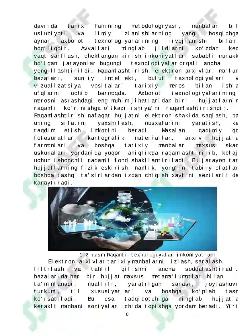 Arxiv ishlarini raqamlashtirish jarayonida axborot texnologiyalarining roli 8