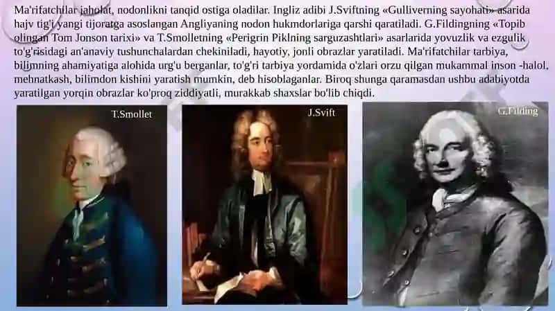 XVI – XVIIIasrlarda Yevropa ma’rifatchilik asri 8
