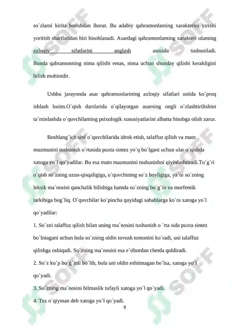 O`qish darslarida ertak o`tish uslubiyoti. 8