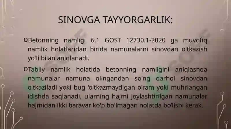 GOST 12730.2-2020 BETON Namlikni aniqlashusuli 8