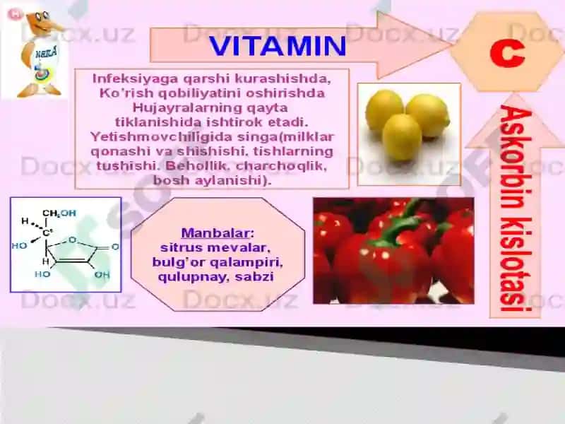 Organizmning vitaminlar bilantasi 8
