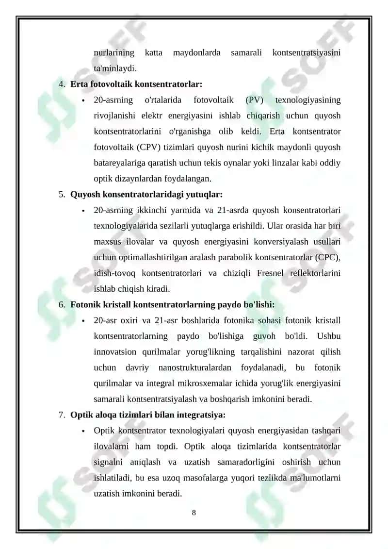 Optik konsentrator 8