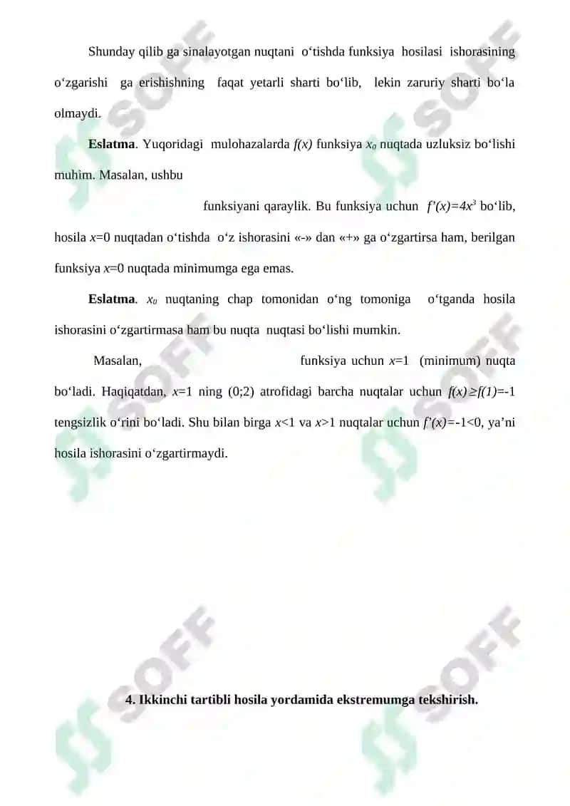 Ekstremumning Zaruriy Sharti 8