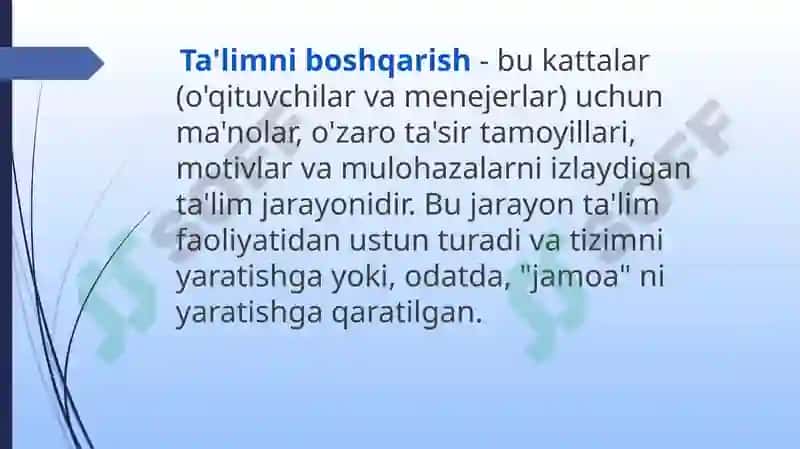 Maktab Menejmenti Yo’nalishi Kurs Ishi Taqdimoti 8