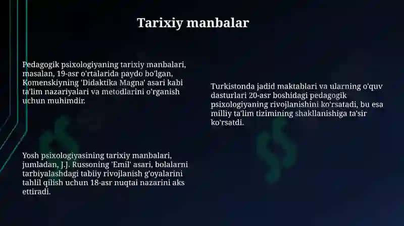 Yosh va pedagogik psixalogiya faniningi manbalar bilan tanishish 8