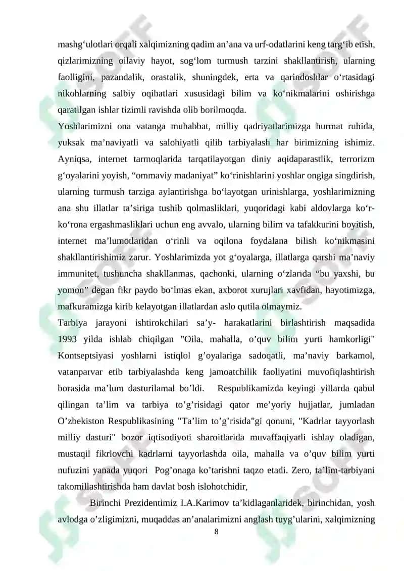 BOLA TARBIYASIDA MAHALLA VA MAKTABNING ROLI 8