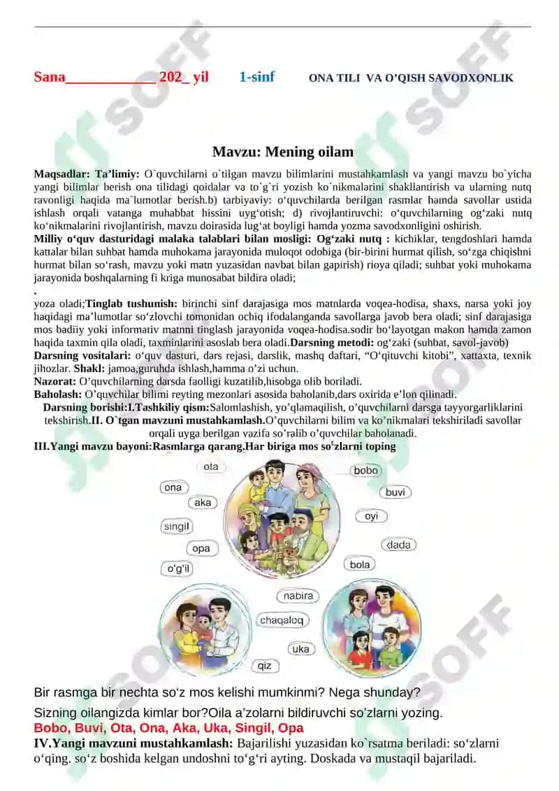 1-SINF uchun to’garak mashg’ulotlari rejasi 8