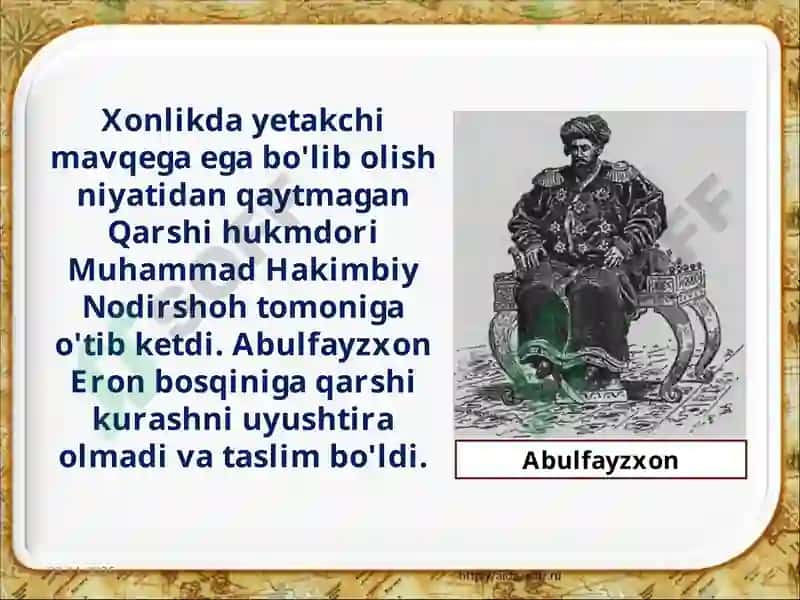 Mang’itlar sulolasi hukmronligi 8