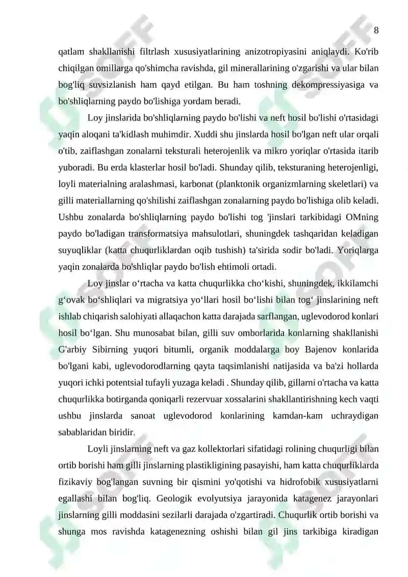 Neft va Gaz Kollektor Jinslari Kurs Loyihasi 8