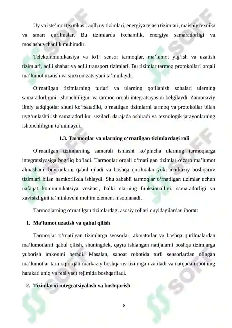 O‘rnatilgan Tizimlar va Protokollar 8