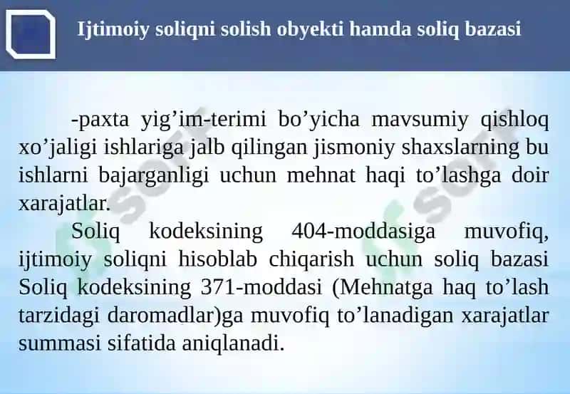 Ijtimoiysoliq va yig'imlar 8