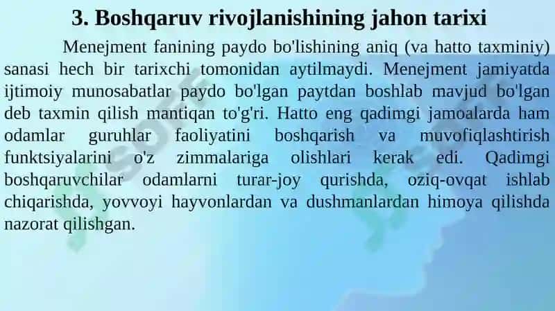 Boshqaruvfanining rivojlanishi tarixiy davrlari 8