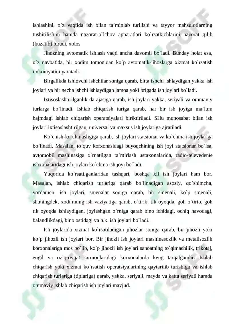Ishchi jоylarini tashkil QILISH 8