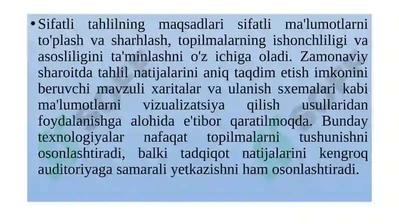 Sifatli ma'lumotlarni tahlil qilish 8