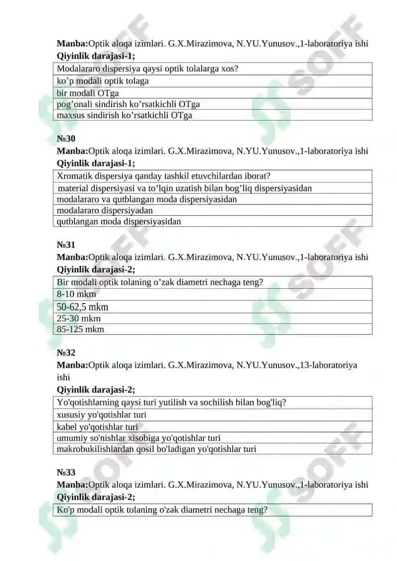 Optik aloqa asoslari 8