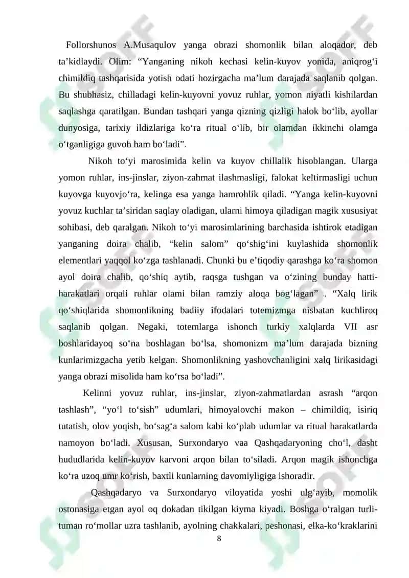 Kelin salom qo'shiqlarining marosim va musiqiy jihatlari 8