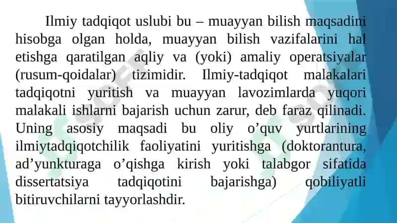 Tadqiqot usullari va ko'nikmalar 8