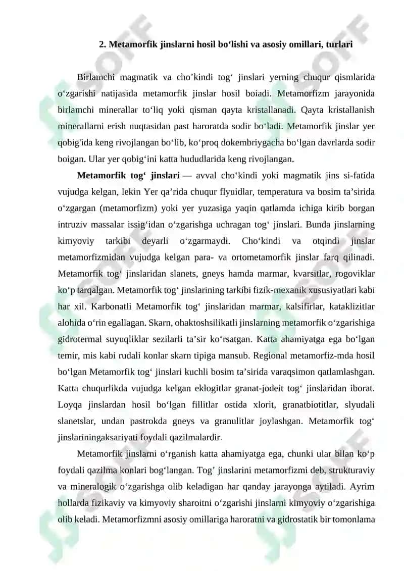 Metamorfik tog’ jinslari va ularning turlari 8