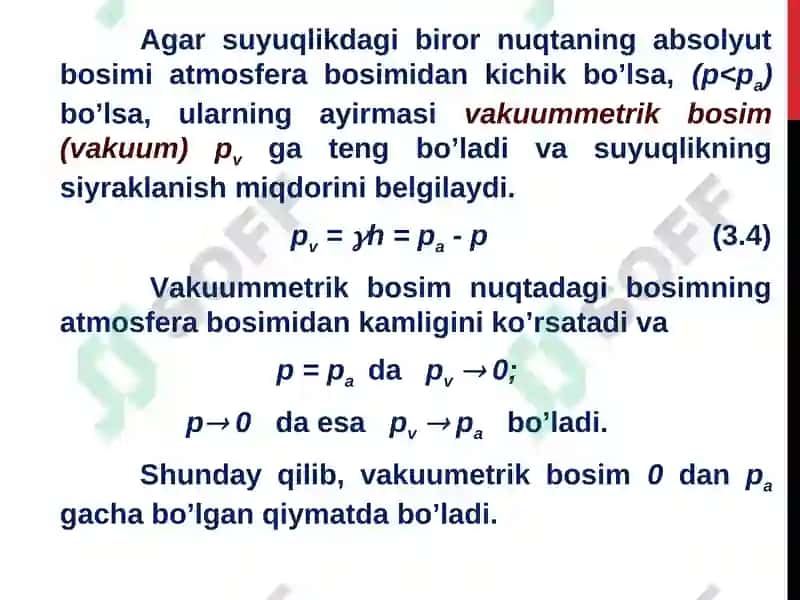GIDROSTATIKANINGQONUNLARI VA UNING TEXNIKADA TADBIG’I 8
