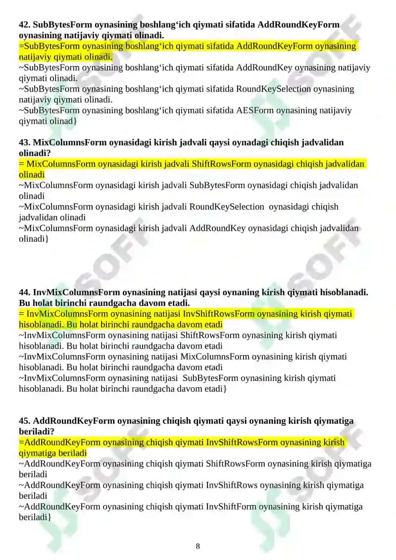 Kriptografik tizim testlar 8
